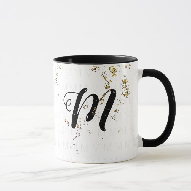 her monogrammed name / monogram b/w mug (Right)