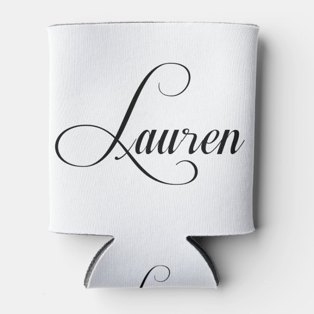 Her Name Is Lauren Calligraphy Can Cooler (Front)