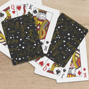 Her Name with Hearts on Black Playing Cards
