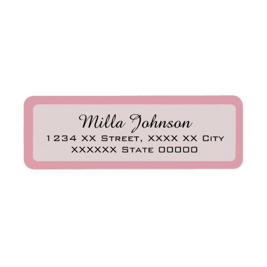 her name with pink border return address label