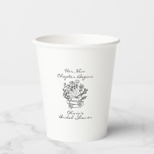 Her New Chapter Begins Book themed Bridal Shower Paper Cups