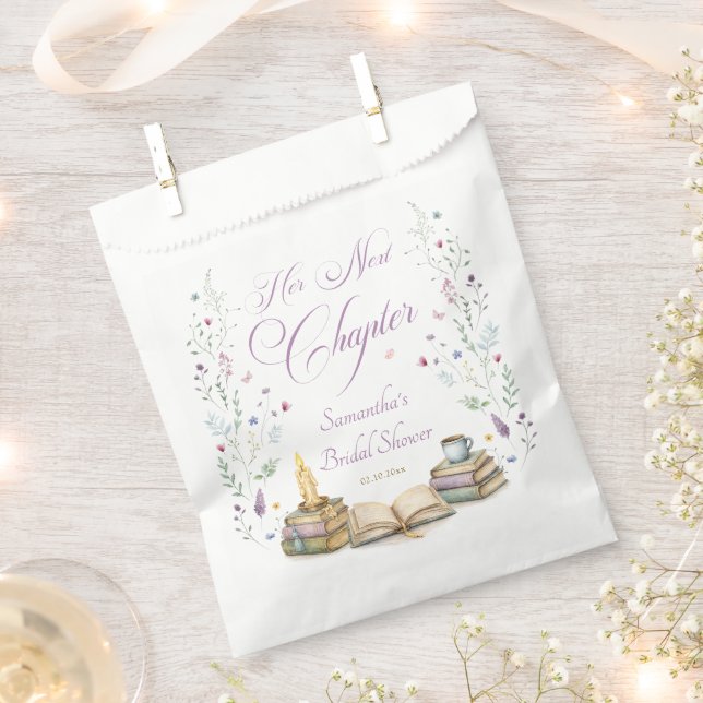 Her Next Chapter Book Bridal Shower Favour Bags (Clipped)
