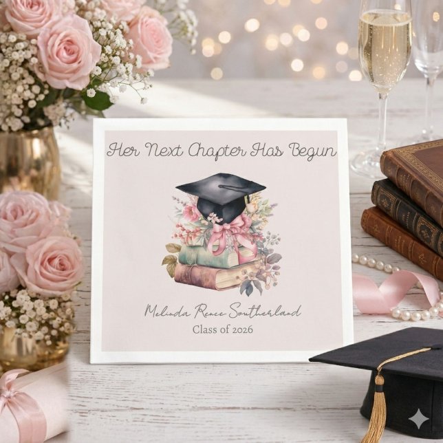Her Next Chapter Books Graduation Party Napkin (Creator Uploaded)