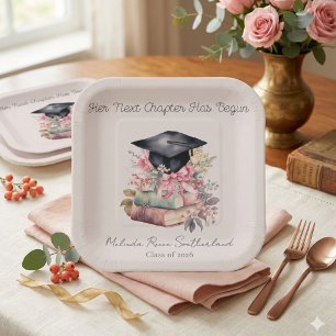 Her Next Chapter Books Graduation Party Paper Plate