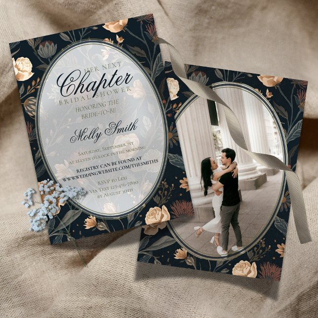Her Next Chapter Dark Floral Bridal Shower Invitation (Her Next Chapter Dark Floral Bridal Shower Invitation)