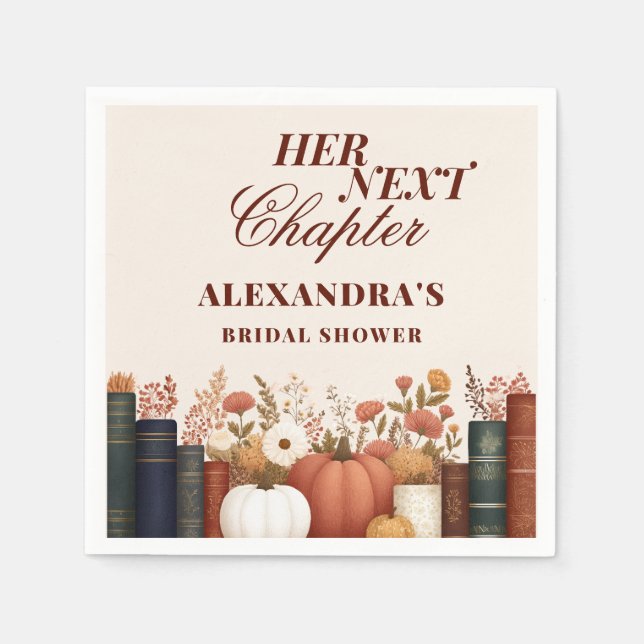 Her Next Chapter Fall Book Theme Bridal Shower Napkin (Front)