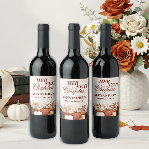 Her Next Chapter Fall Book Theme Bridal Shower Wine Label