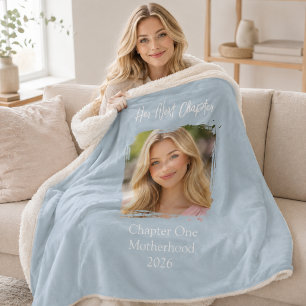 Her Next Chapter Mother Mum Photo Dusty Blue Sherpa Blanket