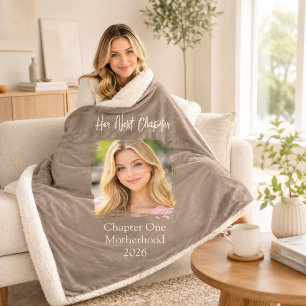 Her Next Chapter Mother Mum Photo Mocha Brown Sherpa Blanket