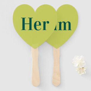 Her or Him?   Bride Groom Retro Wedding Game  Hand Fan