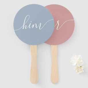 Her or Him Bride Groom Wedding Game Hand Fan
