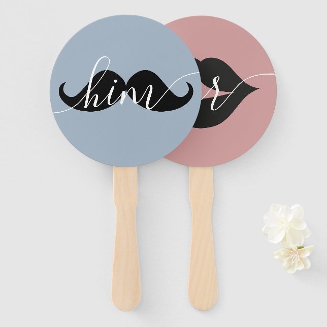 Her or Him Bride Groom Wedding Game Hand Fan (Front and Back)