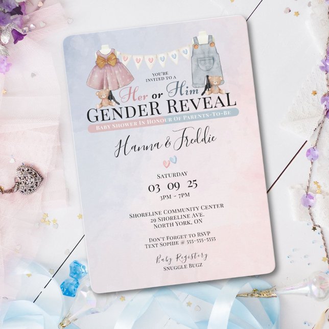 Her or Him Gender Reveal Baby Shower Invitation (Celebrate the big reveal in style—shop this adorable invite now)