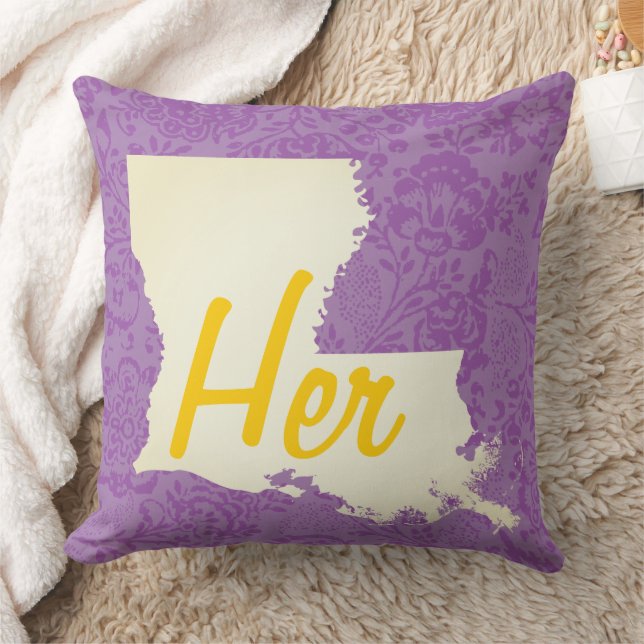 Her or Him Louisiana State Floral Cushion (Blanket)