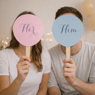 Her or Him Wedding Game Paddles Hand Fan