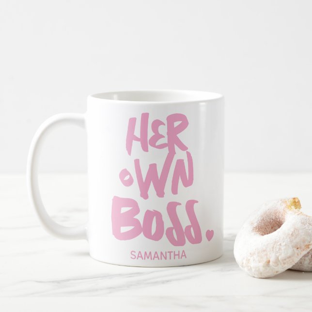 Her own boss Pink Business owner Entrepreneur Coffee Mug (With Donut)