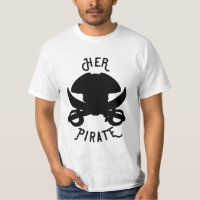 HER Pirate Black Crossbones Skull & Sword White