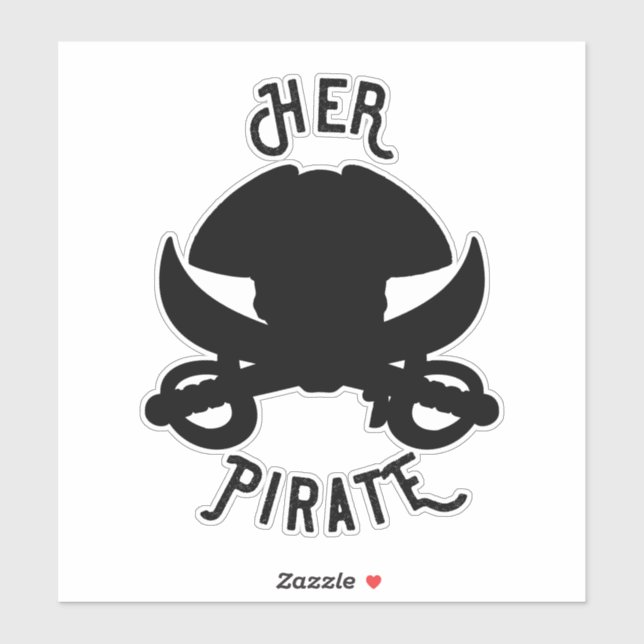Her Pirate Vintage Crossbones Skull & Sword Black  (Sheet)