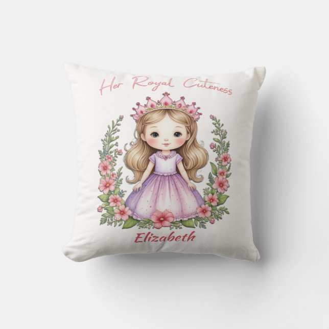 Her Royal Cuteness Princess Pink Cushion (Front)