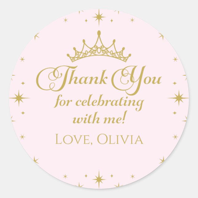 Her Royal Fiveness Gold Princess 5th Birthday Classic Round Sticker (Front)