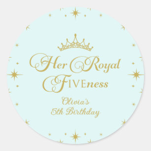 Her Royal Fiveness Gold Princess 5th Birthday Classic Round Sticker