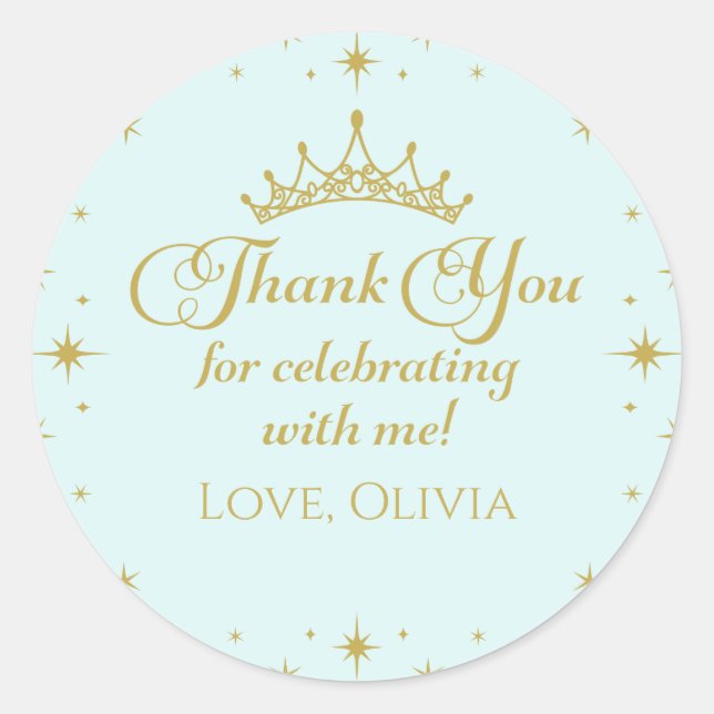 Her Royal Fiveness Gold Princess 5th Birthday Classic Round Sticker (Front)