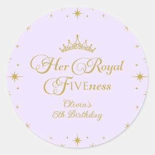 Her Royal Fiveness Gold Princess 5th Birthday Classic Round Sticker