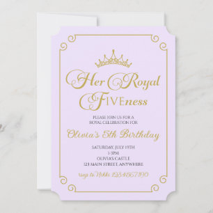 Her Royal Fiveness Gold Princess 5th Birthday Invitation