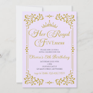 Her Royal Fiveness Gold Princess 5th Birthday Invitation