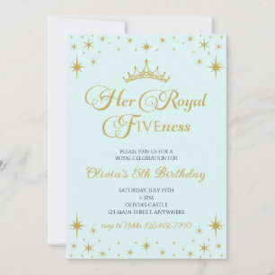 Her Royal Fiveness Gold Princess 5th Birthday Invitation