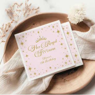 Her Royal Fiveness Gold Princess 5th Birthday Napkin