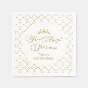 Her Royal Fiveness Gold Princess 5th Birthday Napkin