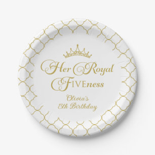 Her Royal Fiveness Gold Princess 5th Birthday Paper Plate