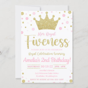 Her Royal Fiveness Invitation   Princess Invite