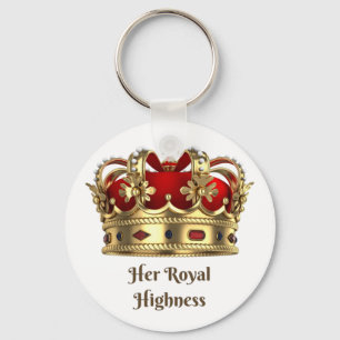 Her Royal Highness Red and Golden Royalty Crown Key Ring