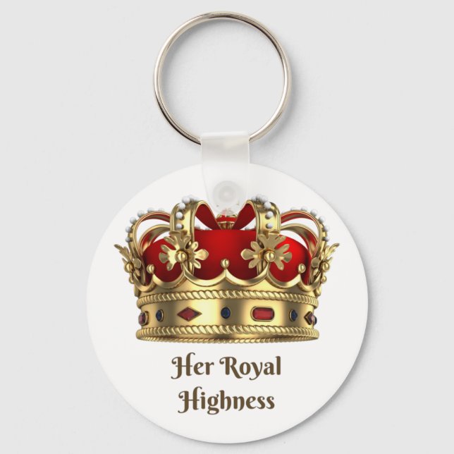 Her Royal Highness Red and Golden Royalty Crown Key Ring (Front)