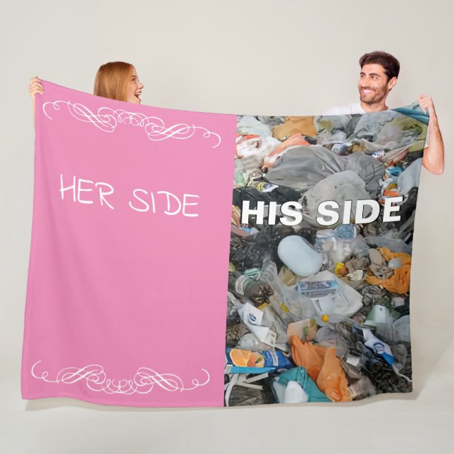 HER Side, HIS Mess Illustrated Fleece Blanket (In Situ)