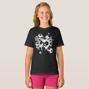 her team jersey number soccer balls stars black T-Shirt