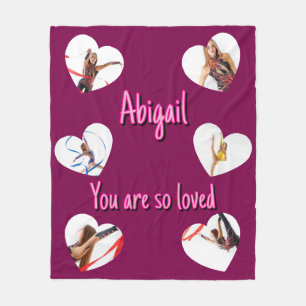 Her Valentine’s Day 6 Heart Shaped Photos Collage Fleece Blanket