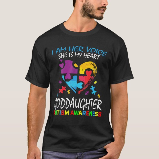 Her Voice My Heart Goddaughter Autism Awareness Go T-Shirt (Front)
