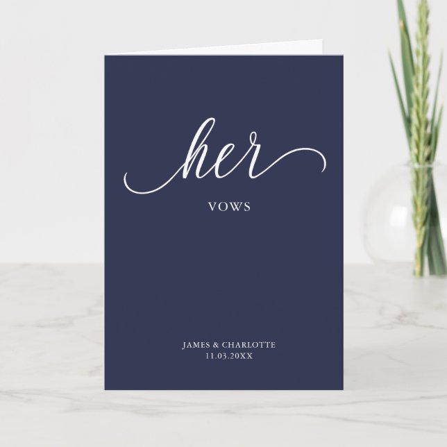 Her Vows Card Minimalist Script Blue (Front)