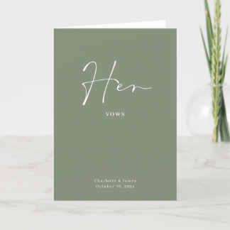 Her Vows Card Minimalist Script Sage Green