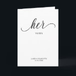 Her Vows Card Minimalist Script Vow Card<br><div class="desc">Write your very own vows to the love of your life with this lovely wedding vow card. Each card can be personalised with your names & wedding date. Write your heart's true love to your significant other in your own hand. Custom made just for you and your big day. Checkout...</div>