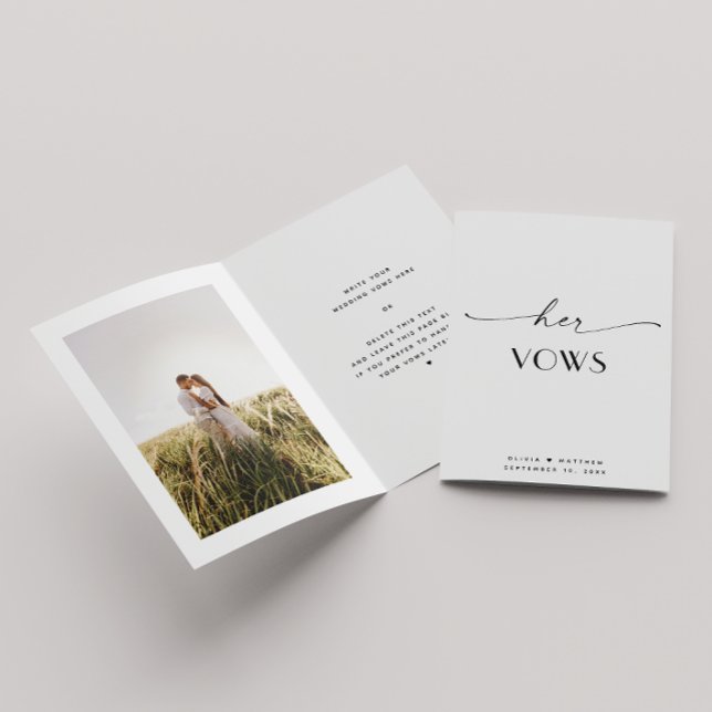 Her Vows | Elegant Modern Minimalist Photo Wedding Card (Creator Uploaded)