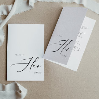 Her Vows Modern Minimalist Wedding Vows Card