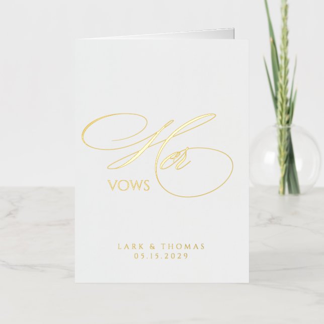 Her Vows on White Background Design Foil Greeting Card (Front)