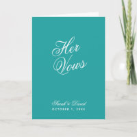 Her Vows Teal Wedding Vow Book Simple Script Bride