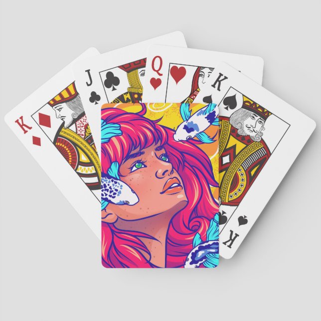 "Her Waves" Tote Bag Playing Cards (Back)
