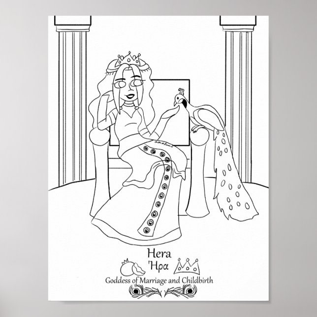 Hera Colouring Page Print (Front)