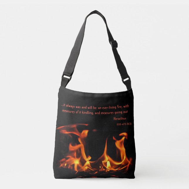 Heraclitus Orange Black Fire Quotation Tote Bag (Front)